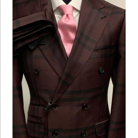 Stunning super 150 Cerruti handmade chocolate brown/ black Burberry print suit - Picture 1 of 5
